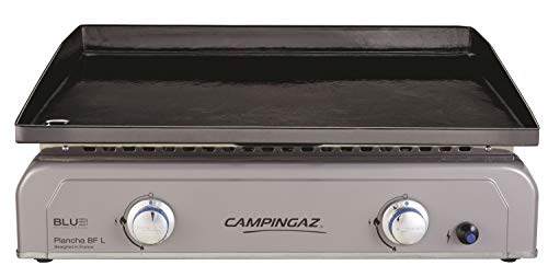 Campingaz Plancha de Gas L con Blue Flame, 2 Quemadores de Acero Aluminizado, 6 kW de Potencia con Tecnología Blue Flame, Plancha de Mesa Portátil, Plancha Grande Antiadherente