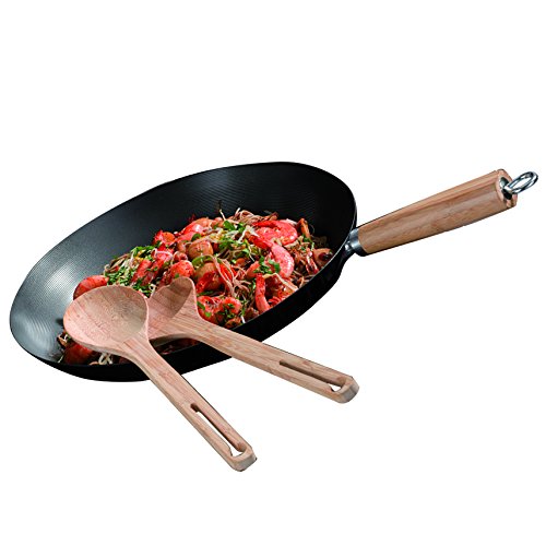 Campingaz Wok Modulo Culinario, Acero de Carbón, Wok de Base Redonda con Utensilios de Bambú, Ø 37 cm