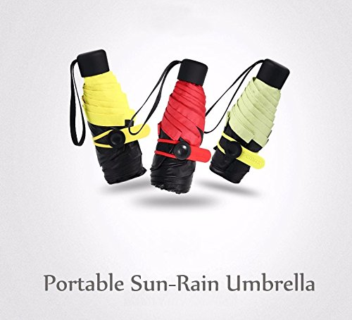 CAMTOA - Paraguas muy pequeño y muy ligero, con protección UV del 99 %, 100 % impermeable, portátil, compacto, con doble uso, para la lluvia o el sol, plegable, de viaje, amarillo