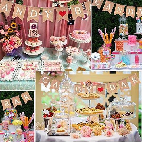 Candy Bar Banderines Guirnalda Banner Lino Decoración Fiesta Boda Bautizo Comunión Cumpleaños Accesorios Candy Bar