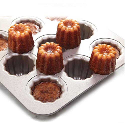 Canele molde para tartas, antiadherente, 12 tazas, mini bandeja para magdalenas, caneles de acero al carbono