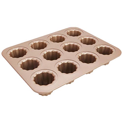 Canele molde para tartas, antiadherente, 12 tazas, mini bandeja para magdalenas, caneles de acero al carbono