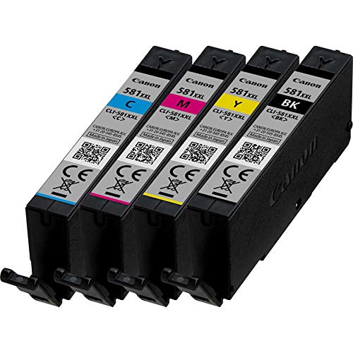 Canon CLI-581XXL 4 Cartuchos Multipack tinta original Negro/Cian/Magenta/Amarillo XXL para impresora de inyeccion de tinta PIXMA TS9150, TS6151, TS9155, TS6150, TS8151, TR8550, TR7550, TS8150, TS8152