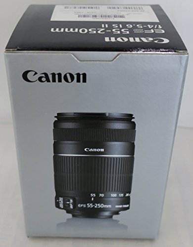 Canon EF-S 55-250mm f/4-5.6 IS II - Objetivo para Canon (Distancia Focal 55-250mm, Apertura f/4-32, Zoom óptico 4.5X,estabilizador óptico, diámetro: 58mm) Negro