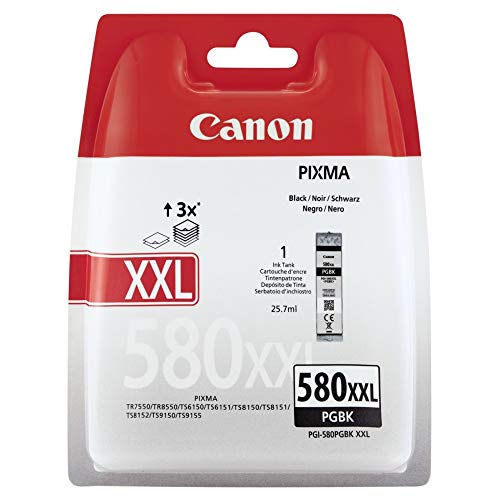 Canon PGI-580XXL PGBK Cartucho de tinta original Pigmento Negro XXL para impresora de inyeccion de tinta PIXMA TS9150, TS6151, TS9155, TS6150, TS8151, TR8550, TR7550, TS8150, TS8152