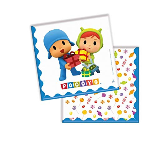 CAPRILO Lote de Cubiertos Infantiles Desechables Pocoyo con Niña (24 Vasos, 24 Platos y 40 Servilletas) .Vajillas y Complementos. Juguetes y Regalos de Cumpleaños, Bodas, Bautizos y Comuniones.