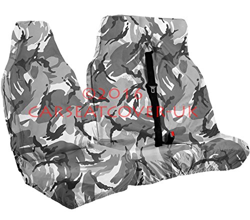 Carseatcover-UK xxgrycamovset08 - Fundas de asiento para furgoneta color gris camuflaje urbano, individual + doble