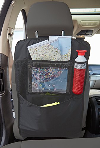 CARTECO Set Doble Organizador de Asiento Trasero en Negro, Bolsa para Asiento Trasero, protección de Asiento Trasero