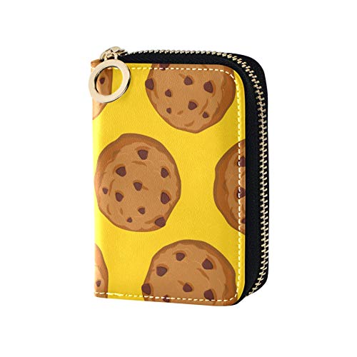 Cartera de Tarjeta con Cremallera Linda y Deliciosa Comida Postre Galletas Cartera Tarjetas de crédito Cuero de PU Cremallera Alrededor Tamaño Compacto Tarjeta de Transporte Cartera para Mujeres Seño