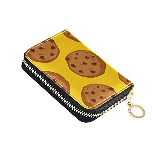 Cartera de Tarjeta con Cremallera Linda y Deliciosa Comida Postre Galletas Cartera Tarjetas de crédito Cuero de PU Cremallera Alrededor Tamaño Compacto Tarjeta de Transporte Cartera para Mujeres Seño