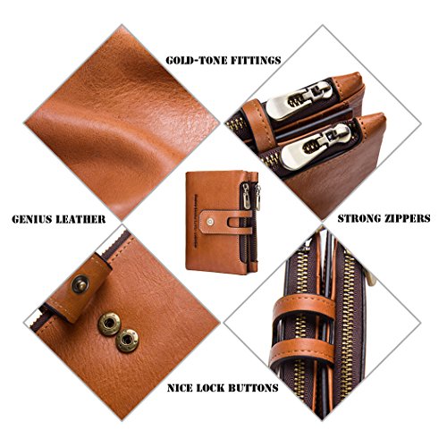 Cartera para hombre de piel, pequeña, con diseño vintage, Bright Brown (Marrón) - CGL-NSQB-03BB