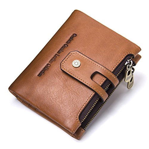 Cartera para hombre de piel, pequeña, con diseño vintage, Bright Brown (Marrón) - CGL-NSQB-03BB