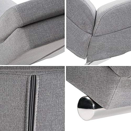 Casaria Diván Chaise Loungue 'London' Gris sillón Interior Respaldo Alto para salón hogar 186x55cm Capacidad de 180Kg