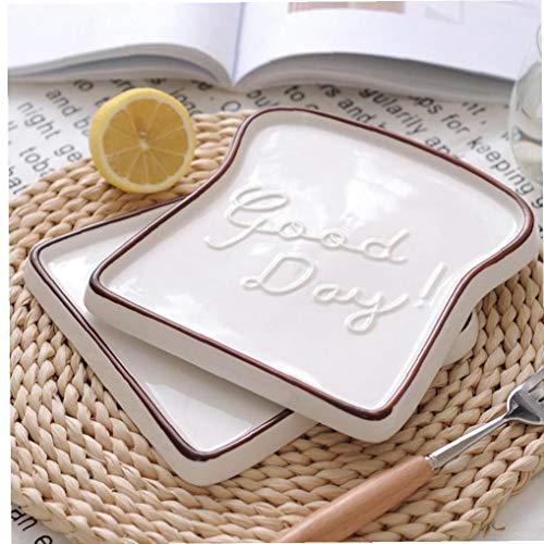 Case&Cover 1pc De Cerámica Creativa Snack-Desayuno Bandeja De Pan Placa Postre Placas En Relieve La Tostada En Forma De Patrón Vajilla