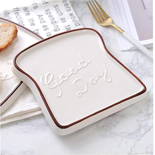 Case&Cover 1pc De Cerámica Creativa Snack-Desayuno Bandeja De Pan Placa Postre Placas En Relieve La Tostada En Forma De Patrón Vajilla