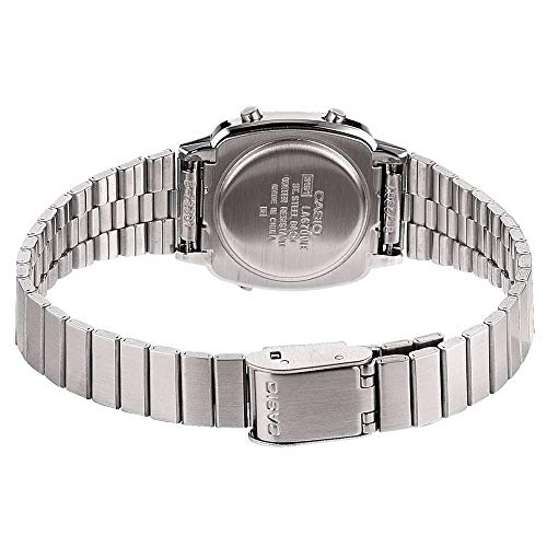 CASIO Reloj Digital para Mujer de Automático con Correa en Acero Inoxidable Chapado en Platino LA-670WA-7