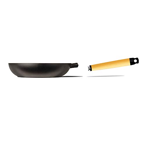 Castey 8-20 Sartén Con mango desmontabe, recubrimiento antiadherente, 20 cm, 1L, color negro con mango amarillo