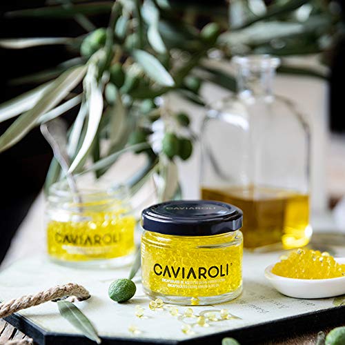 Caviaroli - Trio Encapsulado de Aceite de Oliva Virgen Extra, Arbequina, Guindilla y Albahaca - Estuche - 3x20 g