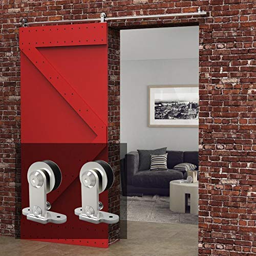 CCJH 183CM/6FT Herraje para Puerta Corredera Acero Inoxidable Kit de Accesorios, Guia Riel Puertas Correderas, Forma T