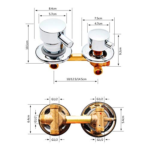 CCWDRZ Set de ducha-2/3/4/5 Formas Salida de Agua Tornillo Rosca Centro Distancia 10cm 12.5cm Válvula de Mezcla Latón Baño Ducha Mezclador Grifo Grifo de Cabina 4 Salidas 12.5cm-C