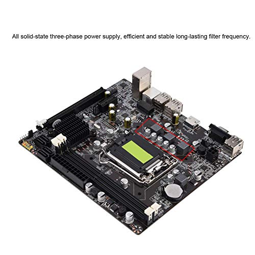 Ccylez Placa Base H61 LGA 1155, Soporte de Placa Base de Estado sólido VGA + HDMI de Salida Dual, Placa Base de computadora Modelo B Soporte DDR3 Memoria 4 USB2.0