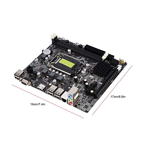 Ccylez Placa Base H61 LGA 1155, Soporte de Placa Base de Estado sólido VGA + HDMI de Salida Dual, Placa Base de computadora Modelo B Soporte DDR3 Memoria 4 USB2.0