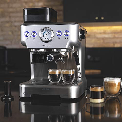 Cecotec Cafetera Cumbia Power Espresso 20 Barista Aromax. Potencia 2900 W, 2 Sistemas de Calentamiento, Bomba de presión de 20 Bares,manómetro, portafiltros con Doble Salida y 2 filtros