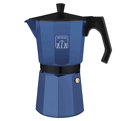 Cecotec Cafetera italiana Mimoka 300 Blue. Fabricada en Aluminio Fundido, Apta para todo tipo de cocinas, Para 3 tazas de café