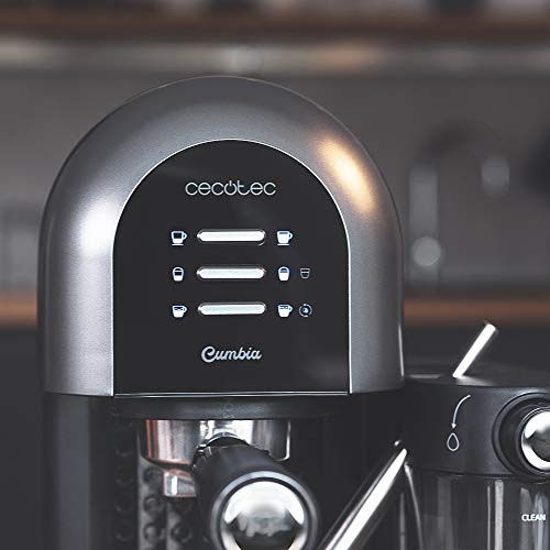 Cecotec Cafetera Semiautomática Power Instant-ccino 20 Chic Serie Nera. para café molido y en cápsulas, 20 Bares, Depósito de Leche 0.7ml, Depósito de Agua 1.7L, 1470W