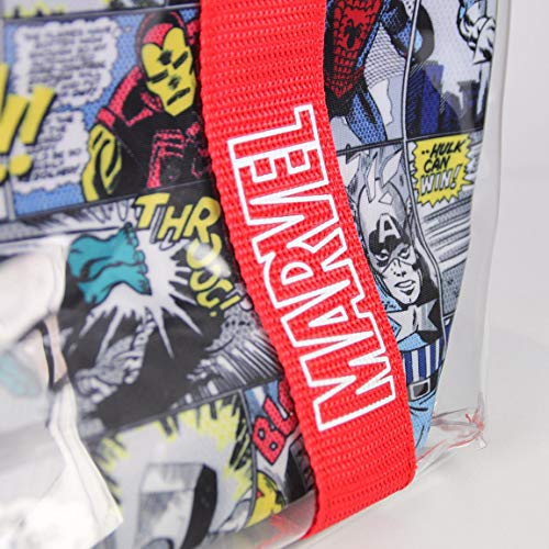 Cerdá Asas, Bolsa de Playa Transparente con Compartamento Interior Impreso de Marvel Comic Unisex niños, Rojo, 33 cm