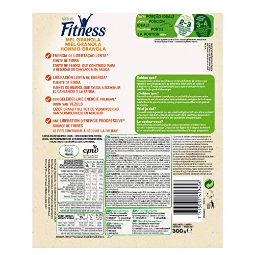 Cereales Nestlé Fitness granola - Copos de avena integral y trigo con miel - 7 paquetes de 300 g