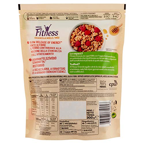 Cereales NESTLÉ Fitness granola - Copos de avena integral y trigo con miel - Paquete de 300g