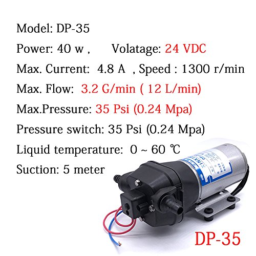 Certificado CE/Water pump Bomba de diafragma DP-35 24 V CC, bomba de agua de alta presión, sistema de ósmosis inversa, lavado de coches y etc.