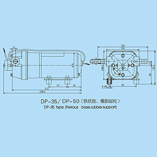 Certificado CE/Water pump Bomba de diafragma DP-35 24 V CC, bomba de agua de alta presión, sistema de ósmosis inversa, lavado de coches y etc.