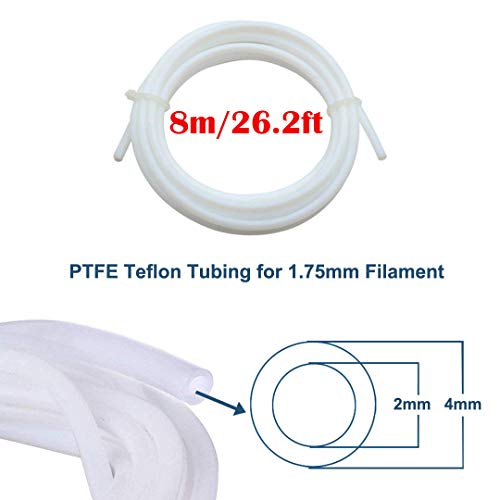 CESFONJER Tubo de teflón 3D para boquilla, 8 metro PTFE 1,75 mm filamento ID 2mm OD 4 mm TL-Feeder Hotend para reprap Rostock Bowden extruder + Cortador De Tubo