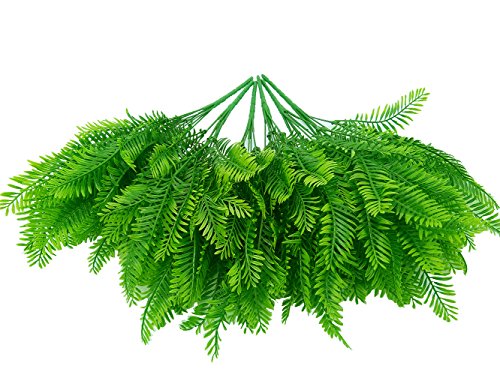 Cesped Artificial de Plastico/SFTlite 6Pcs Planta Artificial 7-Rama Helecho Hoja Artificial de Hojas Verdes Para Hogar y Reglo de Decoracion de Boda