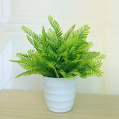 Cesped Artificial de Plastico/SFTlite 6Pcs Planta Artificial 7-Rama Helecho Hoja Artificial de Hojas Verdes Para Hogar y Reglo de Decoracion de Boda