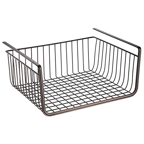 Cesta almacenaje colgante mDesign de acero de alta calidad en color bronce - Cesto almacenaje perfecta para la cocina o despensa