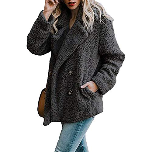 Chaqueta De Invierno para Mujer Casual Abrigo de Lana Outwear Parka Cardigan Slim Coat Overcoat Invierno Abrigo de Algodón Collar de Vuelta riou