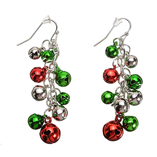 CharJewelry - Pendientes largos con diseño de cascabeles y cascabeles de colores variados Color