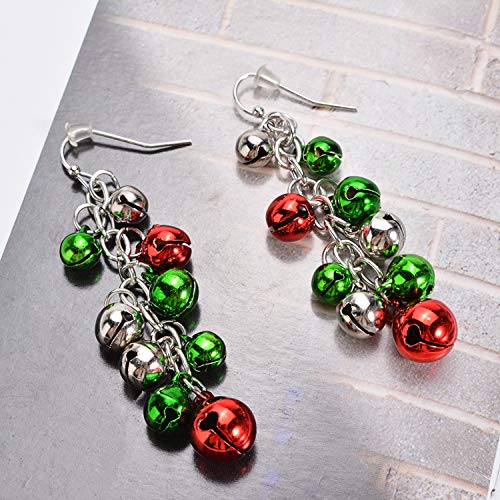 CharJewelry - Pendientes largos con diseño de cascabeles y cascabeles de colores variados Color