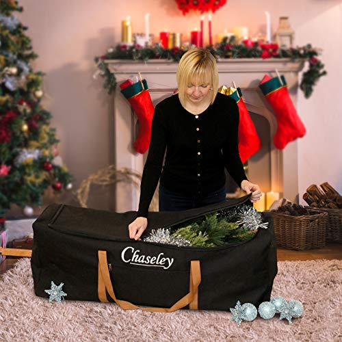 Chaseley Bolsa Extra Grande para Guardar Árbol Decoración de Navidad Material Fuerte Cosido Doble Cremallera Tres Vías Resistente UV Impermeable