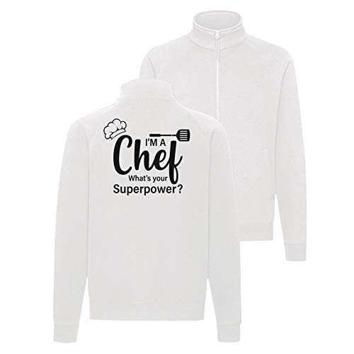 Chef Superpower Grillen - Chaqueta con impresión de margaritas, color blanco Blanco S