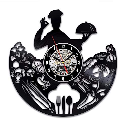 Chef Vinyl Wall Clock Art Decor Presents Artwork Sign Decor Gifts Decorations For Men Kitchen