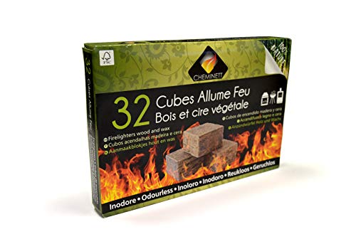 Cheminett S&M 15751 Cubos Encendido precortados Naturales para encender chimeneas, Estufas y barbacoas, Marrón