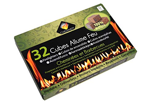 Cheminett S&M 15751 Cubos Encendido precortados Naturales para encender chimeneas, Estufas y barbacoas, Marrón