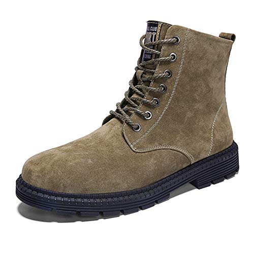 CHENDX Zapatos, Personalidad De Los Hombres De Alta Parte Superior Botas De Tobillo Casual Piel De Cerdo De Cuero De Gran Tamaño De Gamuza Zapatos, color Marrón, talla 43.5 EU