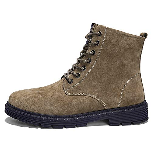 CHENDX Zapatos, Personalidad De Los Hombres De Alta Parte Superior Botas De Tobillo Casual Piel De Cerdo De Cuero De Gran Tamaño De Gamuza Zapatos, color Marrón, talla 43.5 EU