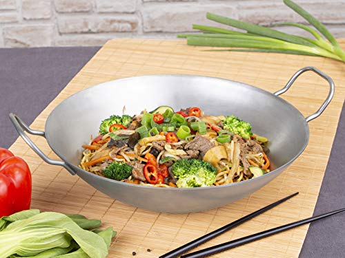 chg SET 349-66 Wok de hierro protegido con base plana Made in Germany