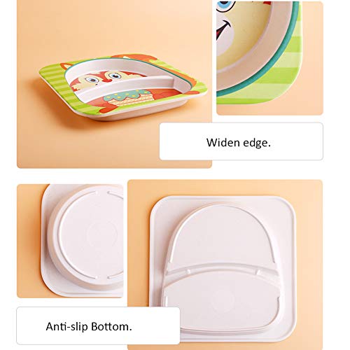 Chiatai Juego de vajilla para niños, 5 Piezas de Fibra de bambú para Cena de Dibujos Animados para niños pequeños con Plato, Cuenco, Taza, Tenedor y Cuchara - Sika Deer